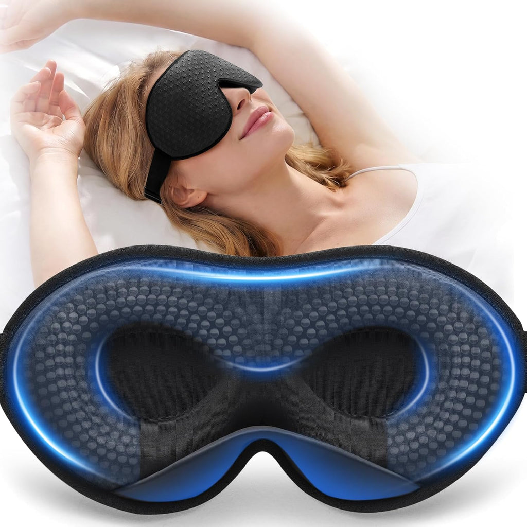 Mascherina per Dormire Pesata Uomo Donna, 3D Oscurante, Nero