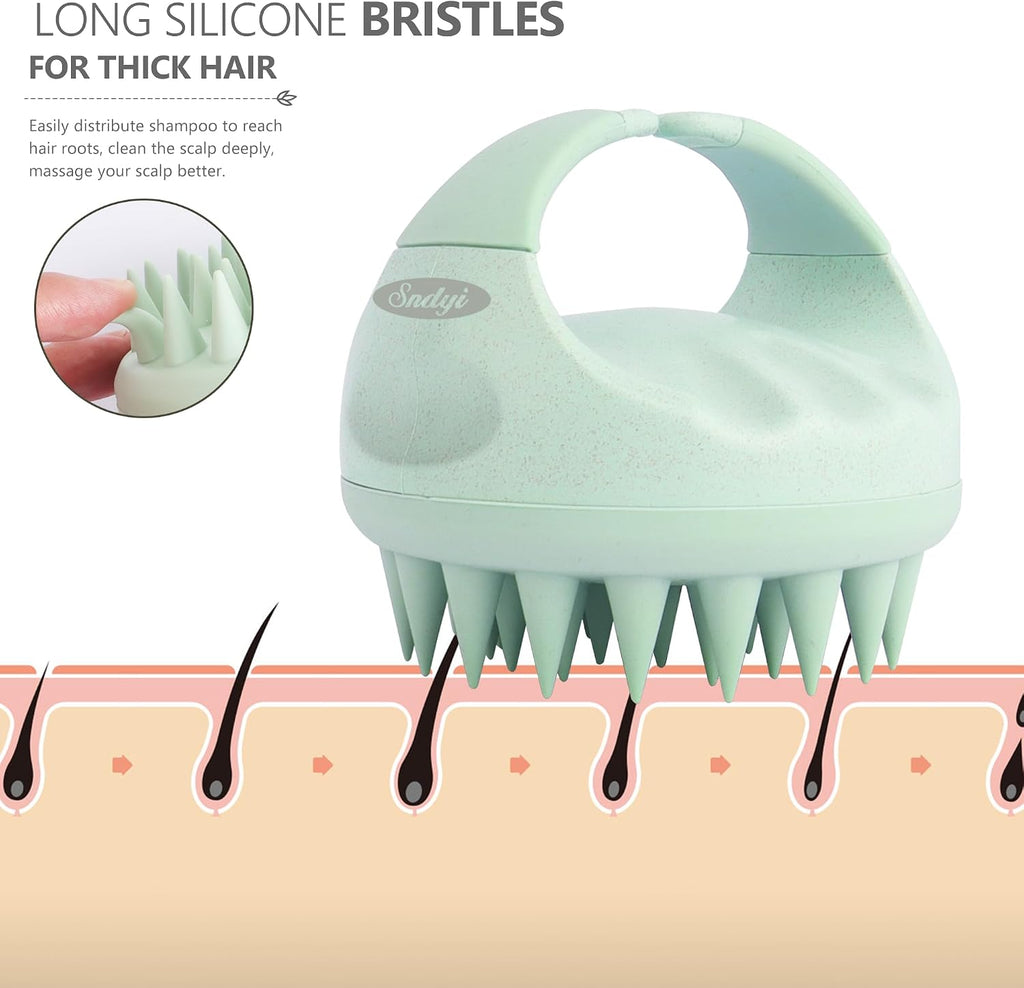 Massaggiatore Cuoio Capelluto, Spazzola per Cuoio Capelluto in Silicone per Esfoliazione E Massaggio Alla Testa | Riduce La Forfora, Stimola La Crescita Dei Capelli | Bagnato E Secco, Verde