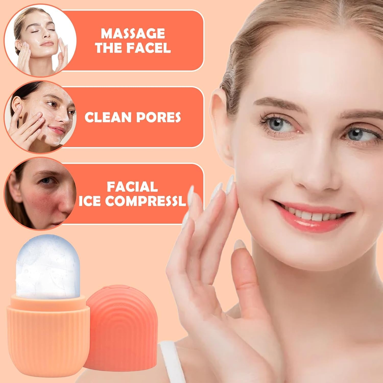 Rullo Di Ghiaccio Facciale, Ice Face Roller in Silicone, Riutilizzabile Eye Ice Massage Riutilizzabile Ice Face Roller Ghiaccio Viso Multifunzionale per Antirughe Riduce Il Gonfiore (Blu)