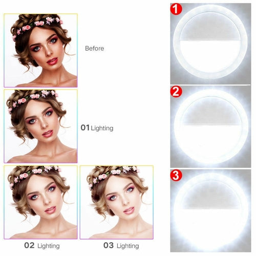 Anello LED Selfie Clip-On per Smartphone