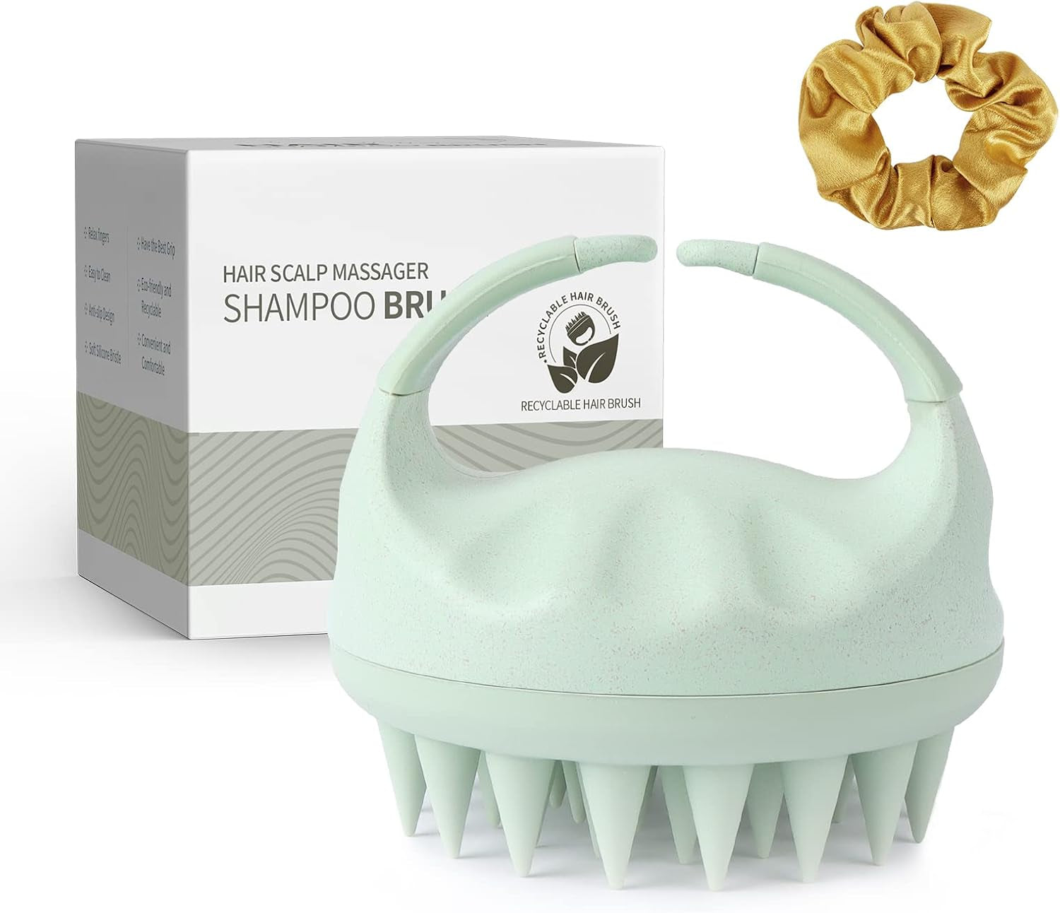 Massaggiatore Cuoio Capelluto, Spazzola per Cuoio Capelluto in Silicone per Esfoliazione E Massaggio Alla Testa | Riduce La Forfora, Stimola La Crescita Dei Capelli | Bagnato E Secco, Verde