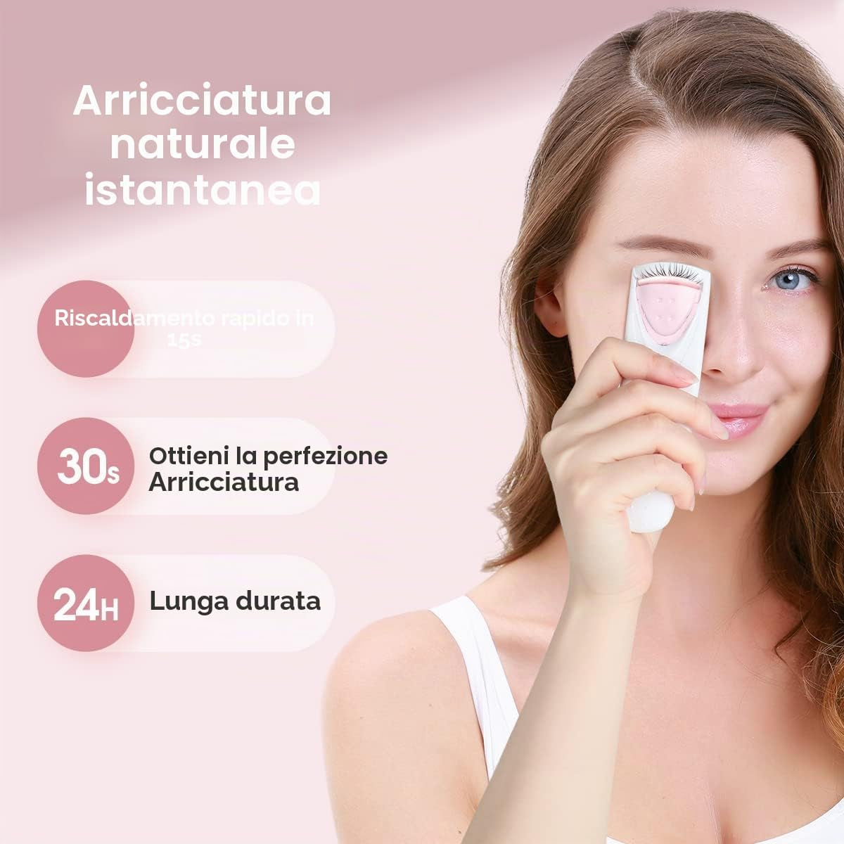 Piegaciglia Elettrico,Piegaciglia Riscaldato,Strumento Professionale per Il Trucco Con Cuscinetti Riscaldanti Intelligente in Silicone Ag-2003Ap(Rosa)