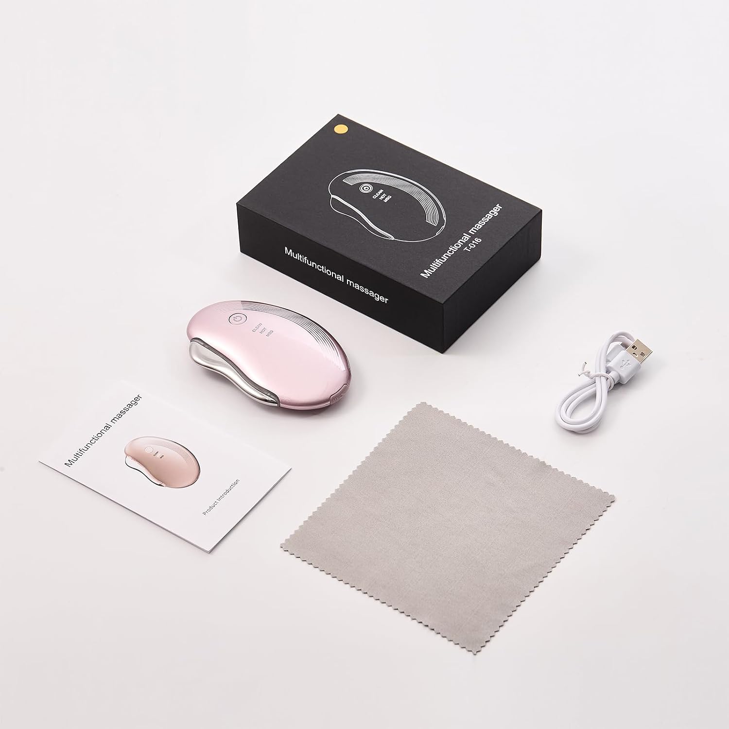 Gua Sha Viso Elettrico Lifting EMS, Massaggiatore Viso Antirughe Con Luce LED & Calore 45℃, Rassodante Viso E Collo – Face Massager per Pelle Visibilmente Giovane