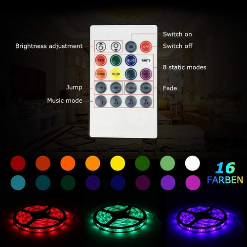 Striscia LED RGB 10 Metri Impermeabile — Luce Colorata per Camera