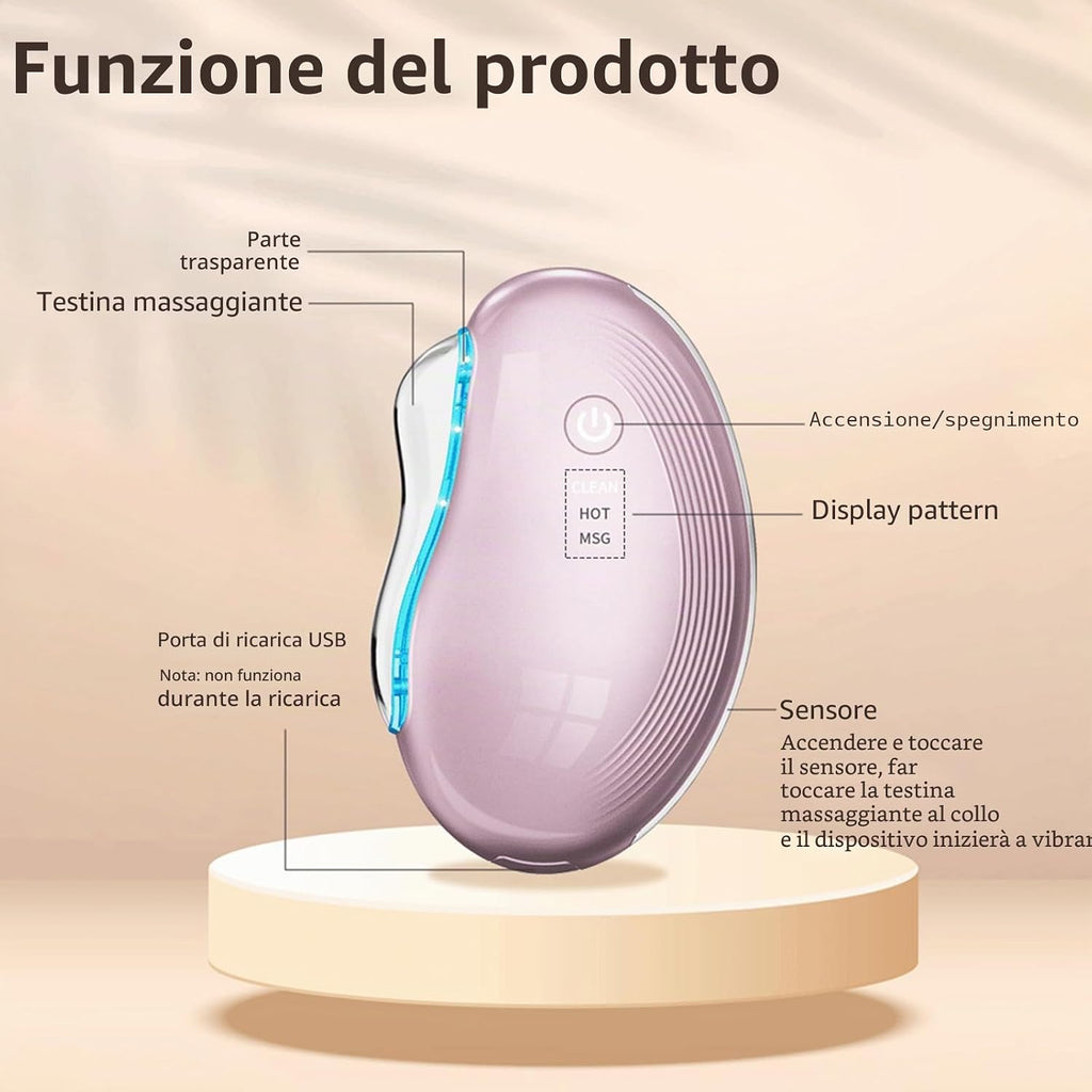 Gua Sha Viso Elettrico Lifting EMS, Massaggiatore Viso Antirughe Con Luce LED & Calore 45℃, Rassodante Viso E Collo – Face Massager per Pelle Visibilmente Giovane