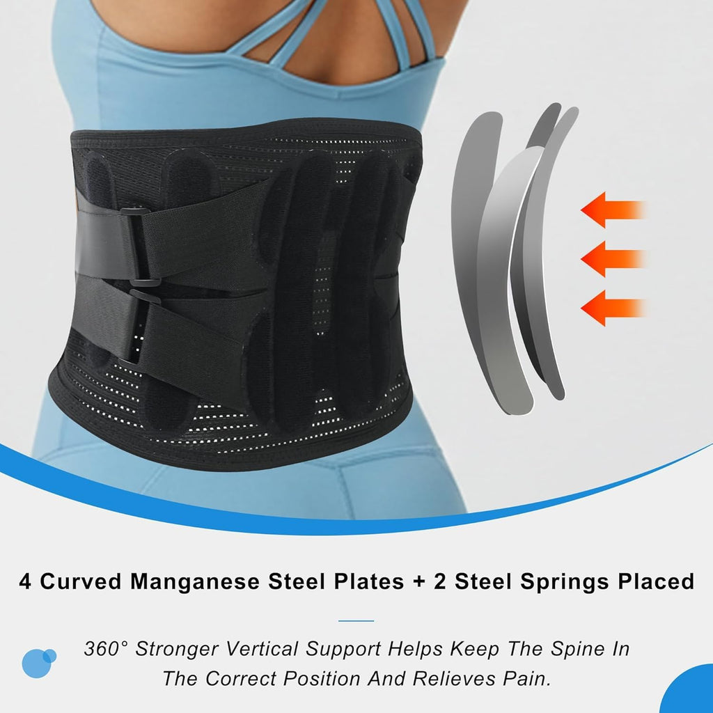 Fitcorpox Fascia Lombare Supporto Schiena Con Stecche Ergonomiche – Cintura Posturale Ortopedica Uomo Donna – Fascia Elastica Traspirante per Mal Di Schiena, Postura, Sport,Lavoro (XXL)