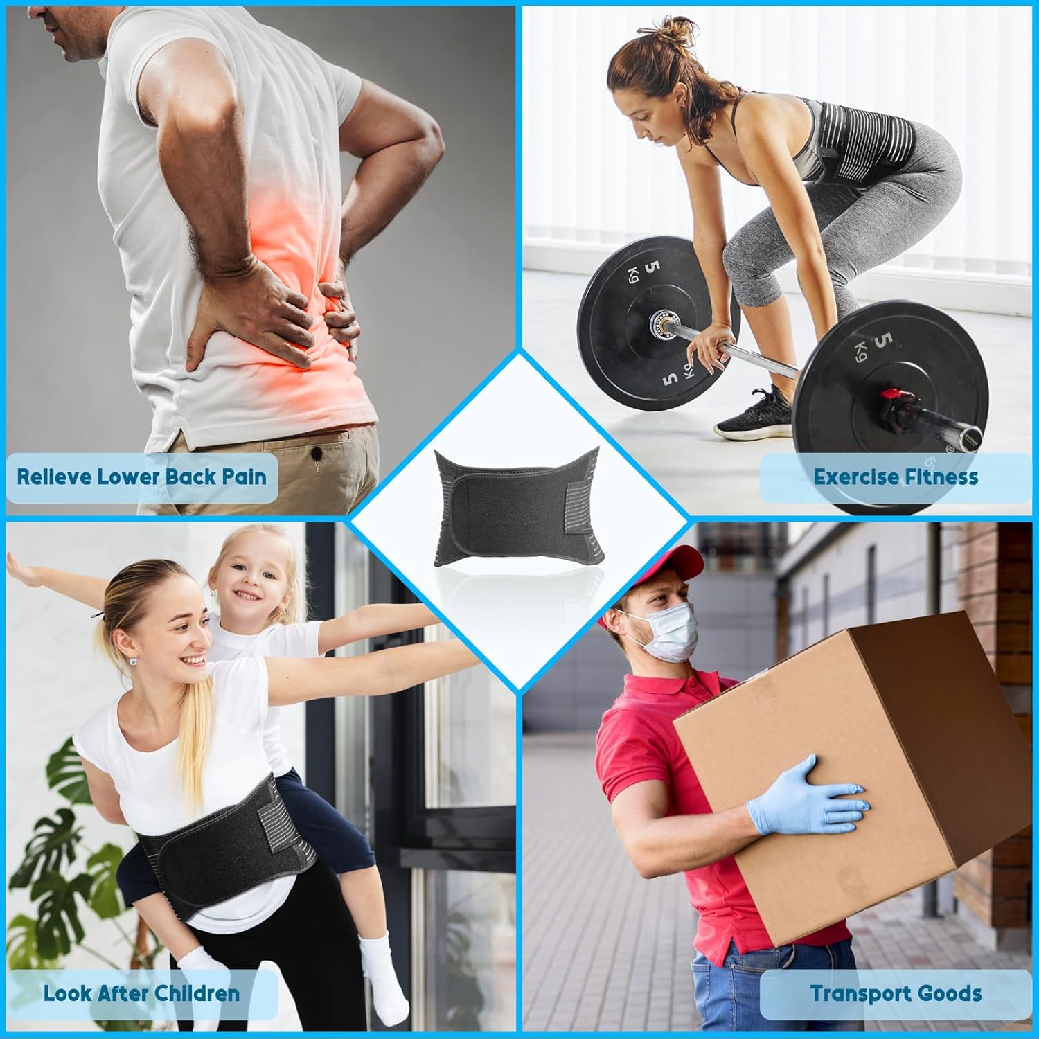 Fitcorpox Fascia Lombare Supporto Schiena Con Stecche Ergonomiche – Cintura Posturale Ortopedica Uomo Donna – Fascia Elastica Traspirante per Mal Di Schiena, Postura, Sport,Lavoro (XXL)