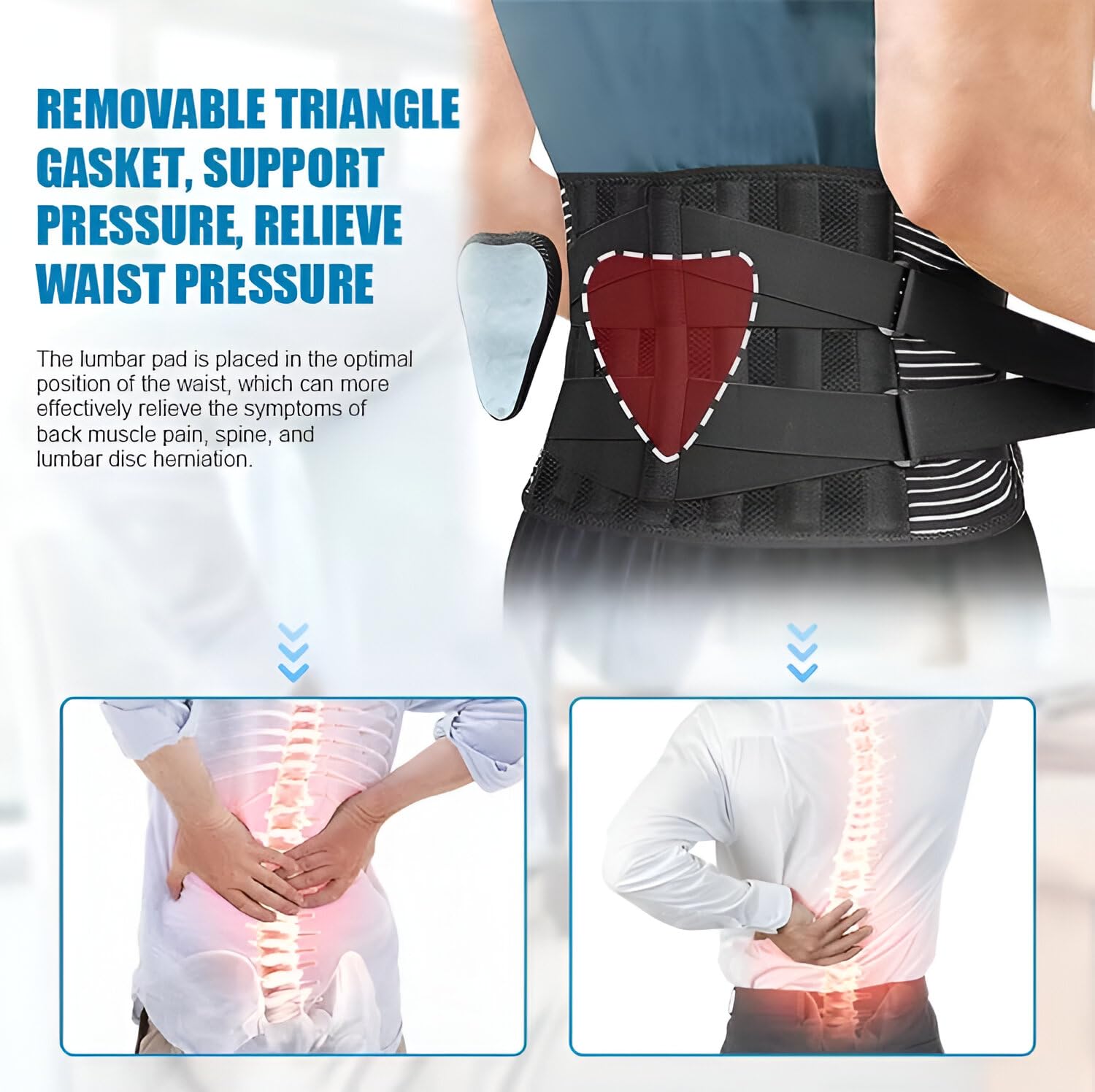 Fitcorpox Fascia Lombare Supporto Schiena Con Stecche Ergonomiche – Cintura Posturale Ortopedica Uomo Donna – Fascia Elastica Traspirante per Mal Di Schiena, Postura, Sport,Lavoro (XXL)