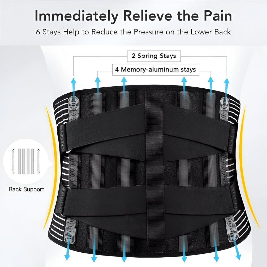 Fitcorpox Fascia Lombare Supporto Schiena Con Stecche Ergonomiche – Cintura Posturale Ortopedica Uomo Donna – Fascia Elastica Traspirante per Mal Di Schiena, Postura, Sport,Lavoro (XXL)