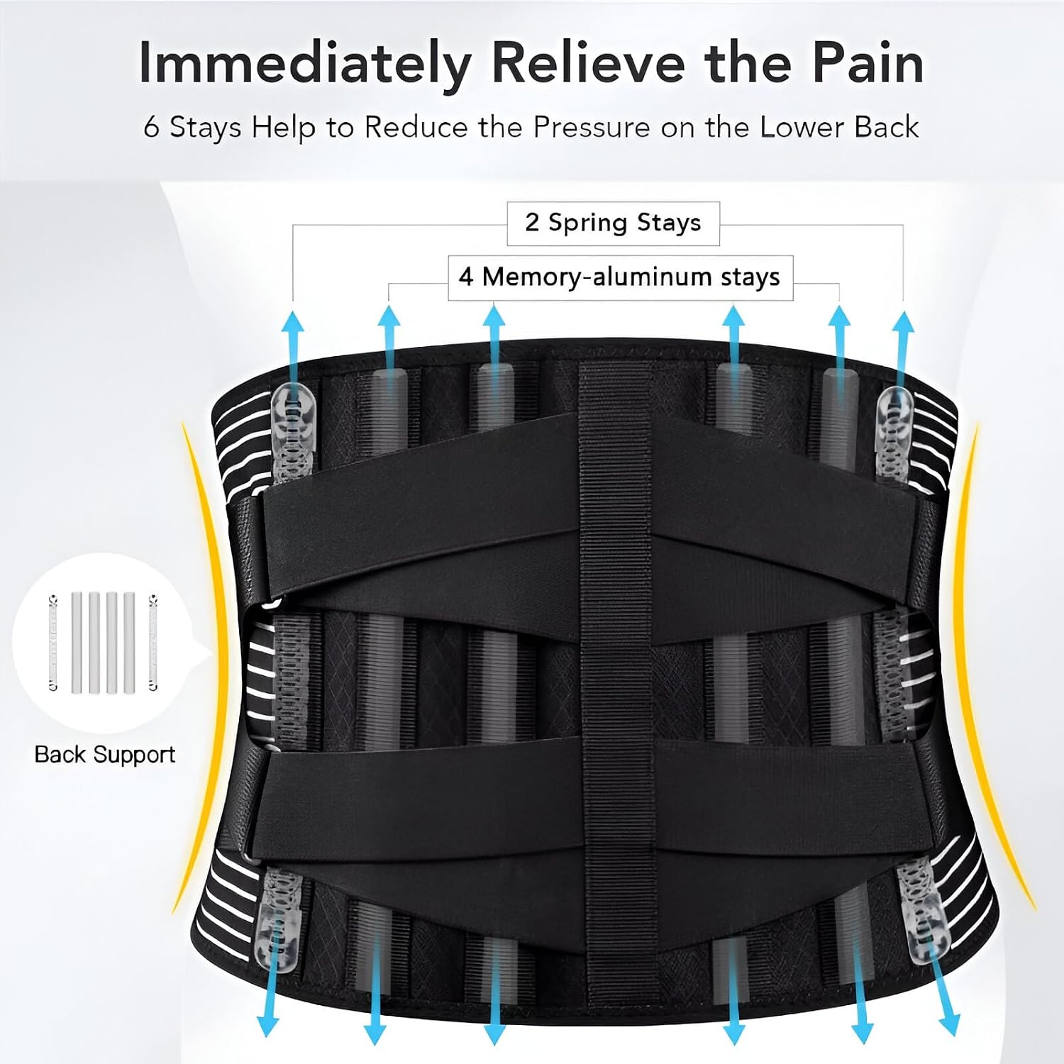 Fitcorpox Fascia Lombare Supporto Schiena Con Stecche Ergonomiche – Cintura Posturale Ortopedica Uomo Donna – Fascia Elastica Traspirante per Mal Di Schiena, Postura, Sport,Lavoro (XXL)