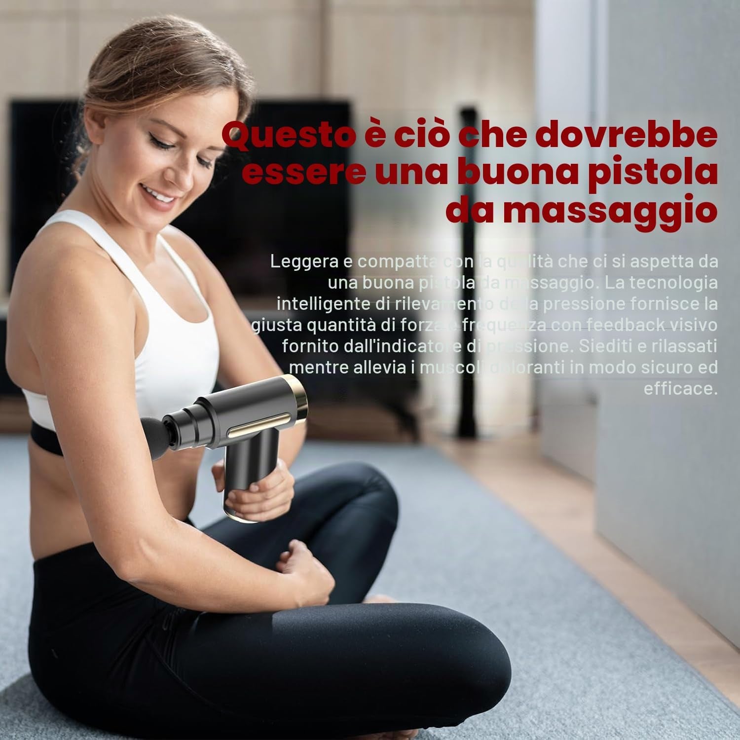 Pistola Massaggio Muscolare Mini  Massaggiatore Muscolare Ultraleggera Regolazione a Un Pulsante 6 Velocità Massaggiatore per Tessuti Profondi