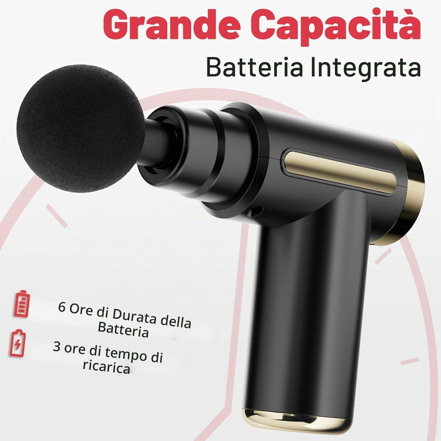 Pistola Massaggio Muscolare Mini  Massaggiatore Muscolare Ultraleggera Regolazione a Un Pulsante 6 Velocità Massaggiatore per Tessuti Profondi