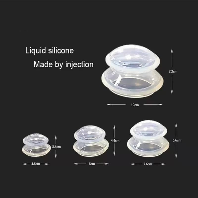 Set Di 4 Coppette Professionali in Silicone, Massaggiatore anti Cellulite E Coppette per Viso E Corpo, Set Di Coppette per Drenaggio Linfatico, Rilassamento Muscolare E Alleviare Lo Stress