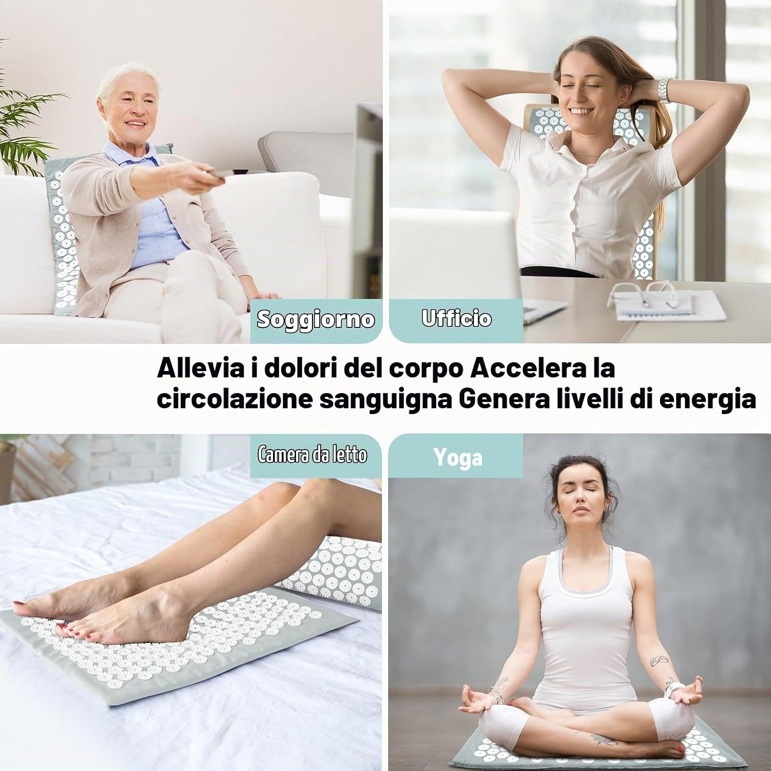 Set Di Tappetini per Agopressione, Tappetini per Digitopressione, Tappetino Agopuntura per Rilassarsi E Migliorare La Circolazione Sanguigna, Alleviare Il Mal Di Schiena, La Testa