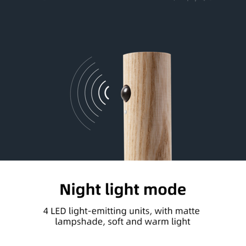 Lampada Wireless con Sensore di Movimento — Ricaricabile USB, Design Legno