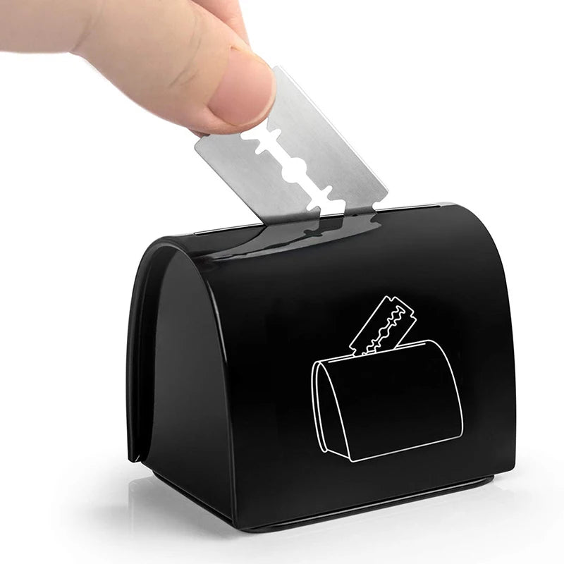 Portable Blade Disposal Case Safe Storage Bank for Used Safety Razor Blades Mini Metal Box