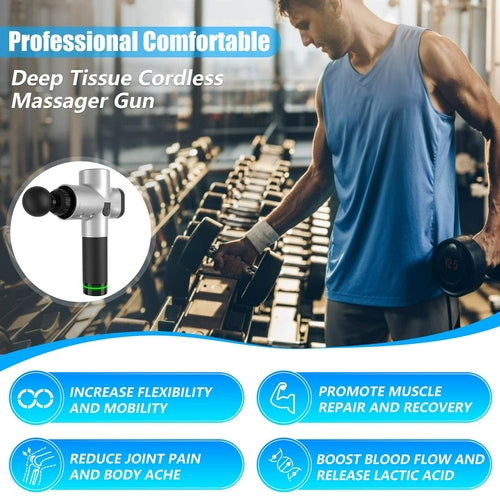 Massaggiatore Muscolare Premium — 6 Testine, 30 Velocità